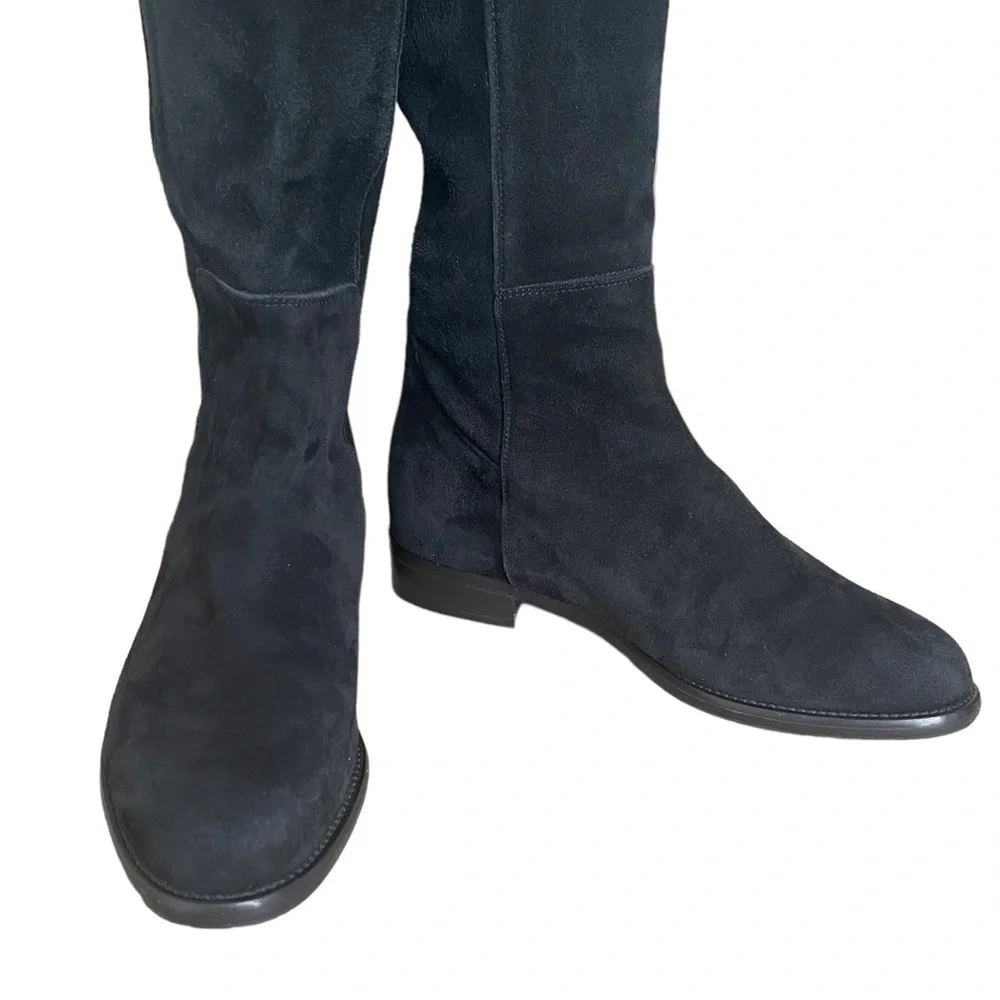 Ann Mashburn Suede Knee-High Pull on Boots in Black